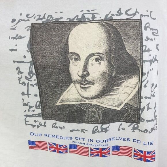 William Shakespeare T Shirt Vintage Y2K Our Remedies Oft In Ourselves Do Lie Men - Picture 2 of 6